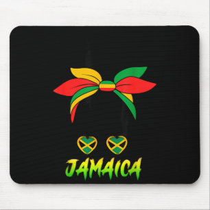 Jamaican Girl Jamaica Flag Pride Black Woman Afro Mouse Pad