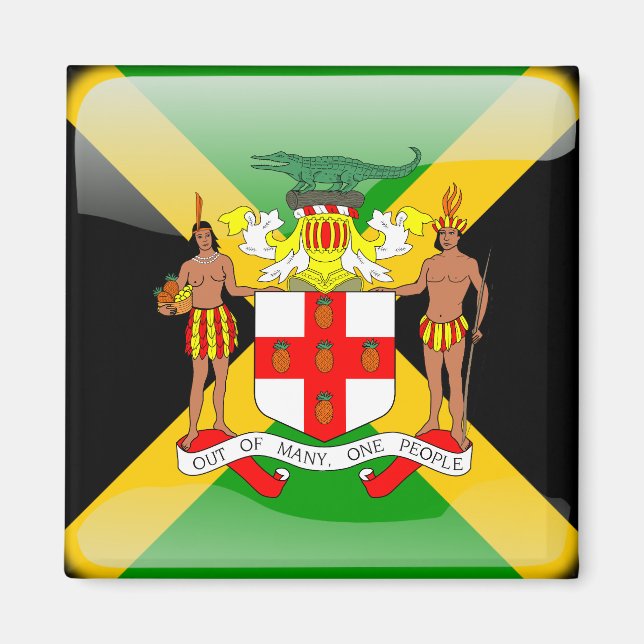 Jamaican glossy flag magnet (Front)