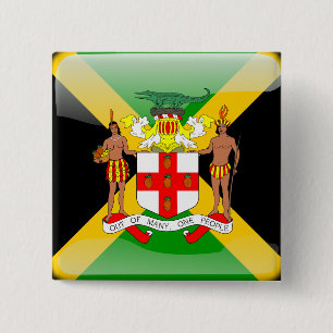 Jamaican glossy flag pinback button