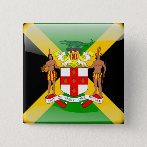 Jamaican glossy flag pinback button