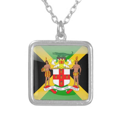 Jamaican glossy flag silver plated necklace