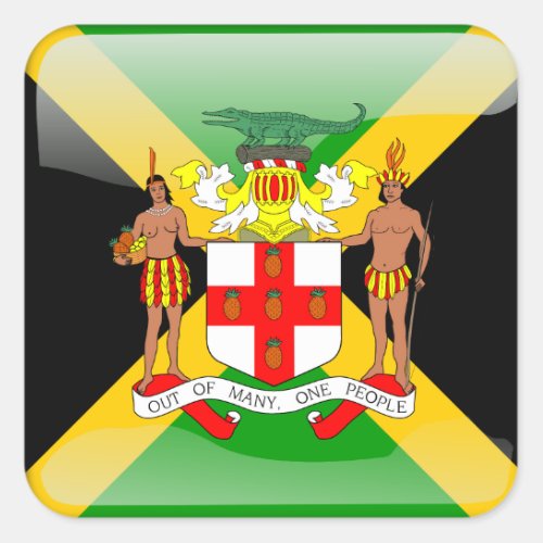 Jamaican glossy flag square sticker