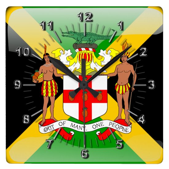 Jamaican glossy flag square wall clock