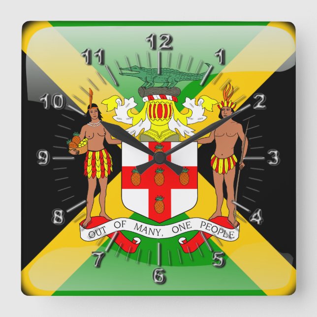 Jamaican glossy flag square wall clock (Front)