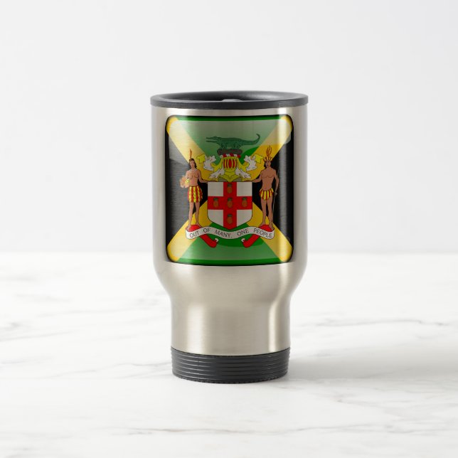 Jamaican glossy flag travel mug (Center)