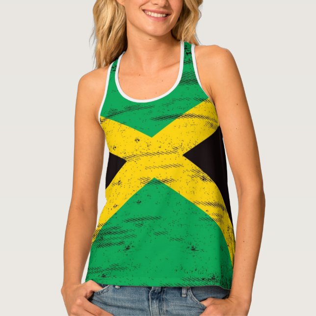 Jamaican Grunge Flag Tank Top (Front)