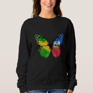Jamaican Haitian Flag Butterfly Sweatshirt