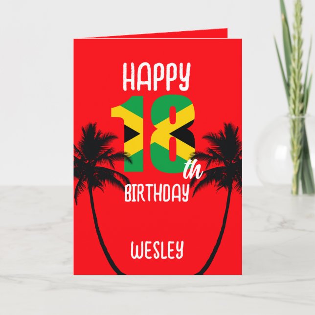 Jamaican Happy 18th Birthday Card (Front)