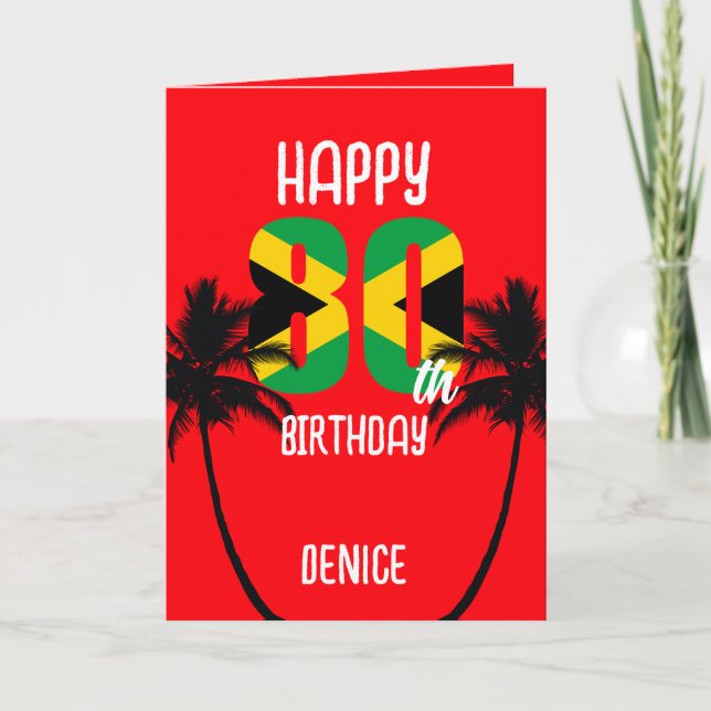 Jamaican Happy 80th Birthday Card (Front)