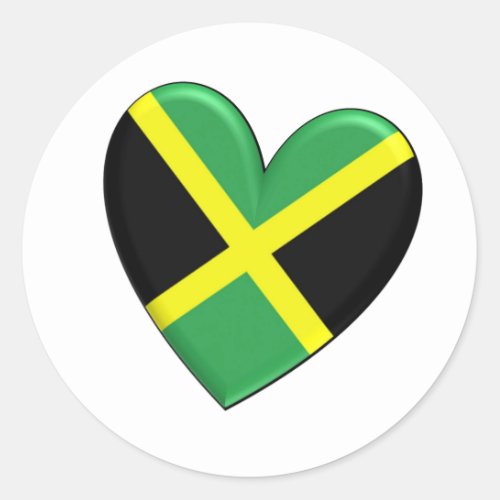 Jamaican Heart Flag Classic Round Sticker