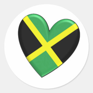 Jamaican Heart Flag Classic Round Sticker
