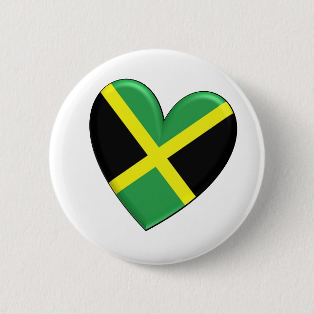 Jamaican Heart Flag Pinback Button (Front)
