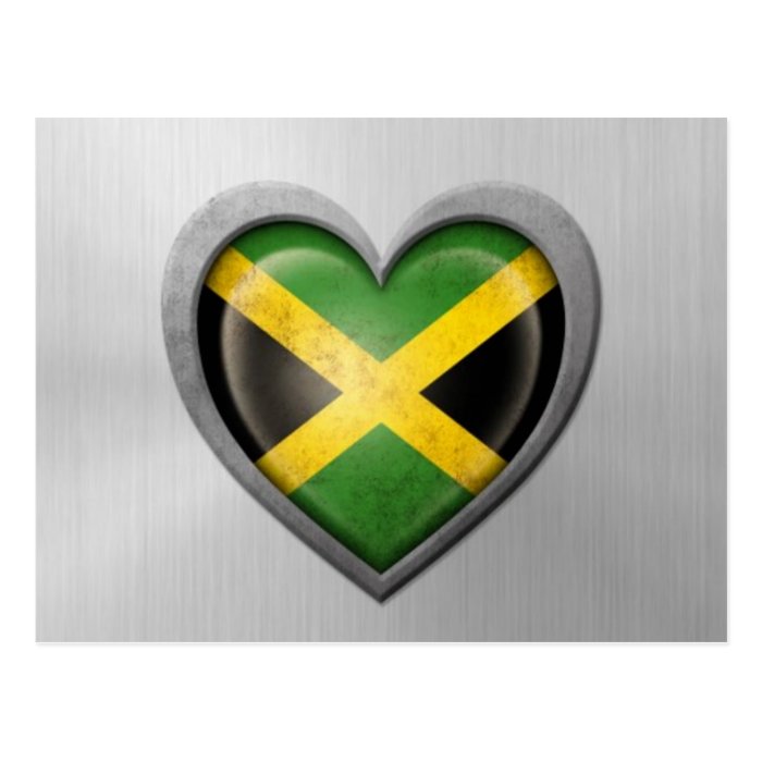 Jamaican Heart Flag Stainless Steel Effect Postcards