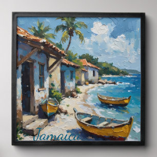Jamaican homes by the sea shore peel and stick photo tile