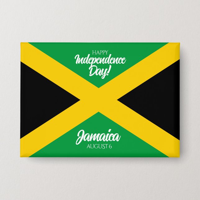 Jamaican Independence Day Jamaica National Flag Button (Front)