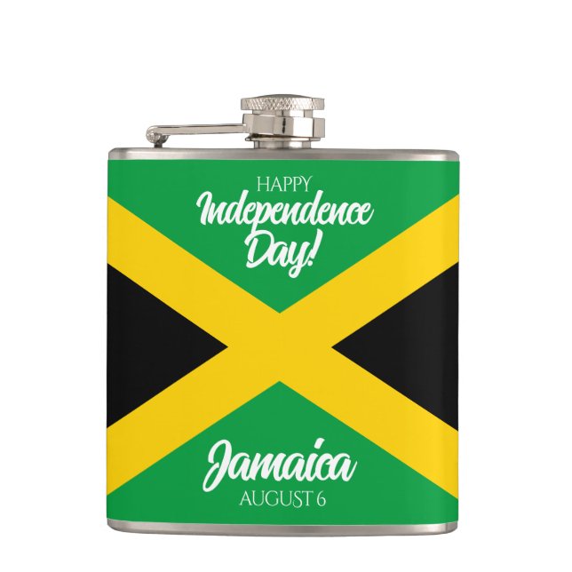 Jamaican Independence Day Jamaica National Flag Flask (Front)