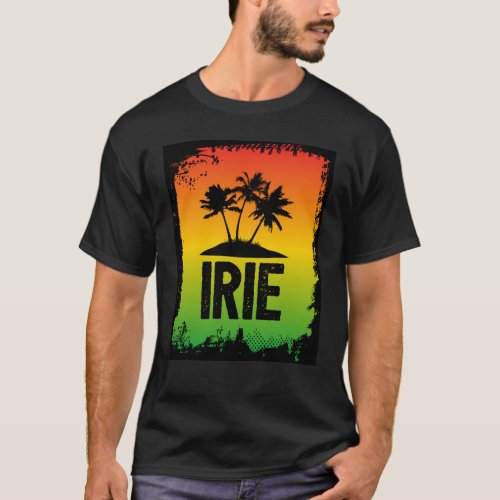 Jamaican IRIE Tropical Palm Trees Rasta Colors T_Shirt