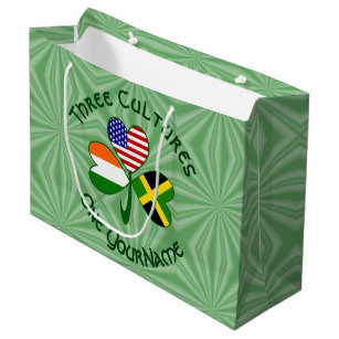 Jamaican Irish American Flags Shamrock Your Name Large Gift Bag