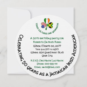 Jamaican Irish American Shamrock Birthday Invitation