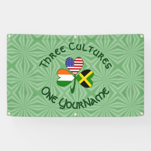 Jamaican Irish American Shamrock Flag Personalized Banner