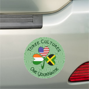 Jamaican Irish American Shamrock Flag Personalized Car Magnet