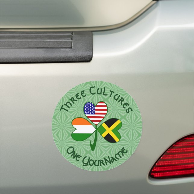 Jamaican Irish American Shamrock Flag Personalized Car Magnet (In Situ)