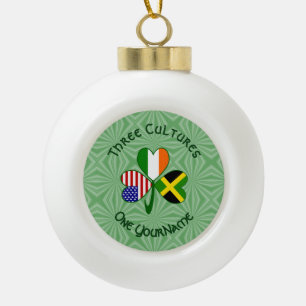 Jamaican Irish American Shamrock Flag Personalized Ceramic Ball Christmas Ornament