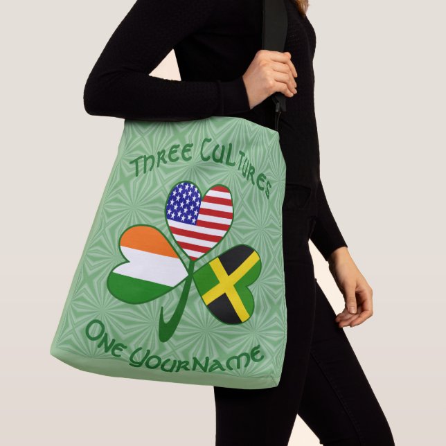 Jamaican Irish American Shamrock Flag Personalized Crossbody Bag (Close Up)