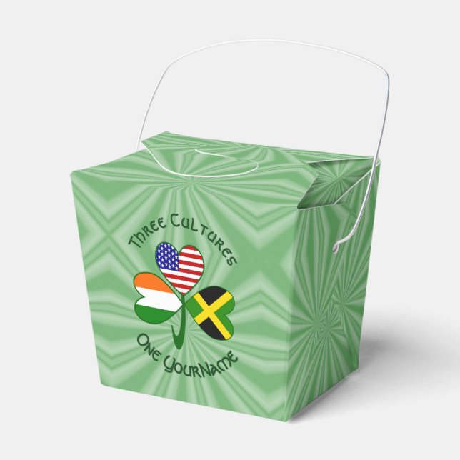 Jamaican Irish American Shamrock Flag Personalized Favor Boxes (Front Side)