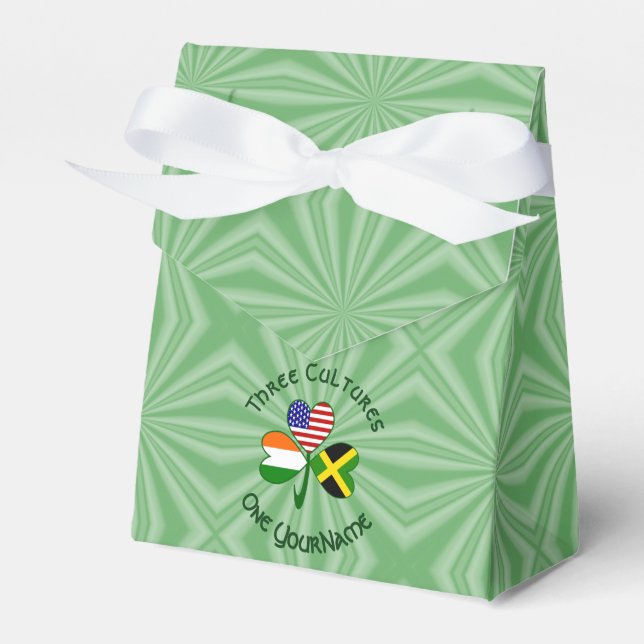 Jamaican Irish American Shamrock Flag Personalized Favor Boxes (Front Side)