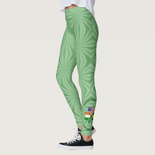 Jamaican Irish American Shamrock Flag Personalized Leggings