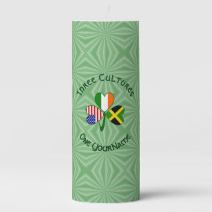 Jamaican Irish American Shamrock Flag Personalized Pillar Candle