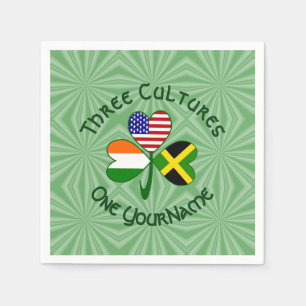 Jamaican Irish American Shamrock Personalized  Napkins