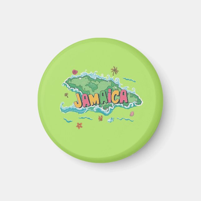Jamaican island water color map magnet (Front)