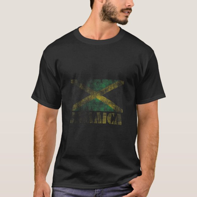 Jamaican Jamaica Flag   Vintage Country Distressed T-Shirt (Front)