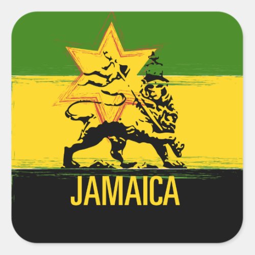 Jamaican Lion of Judah Large Square Sticker