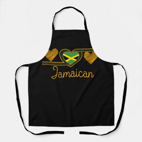 Jamaican Love Jamaican Flag Three Heart Jamaica In Apron