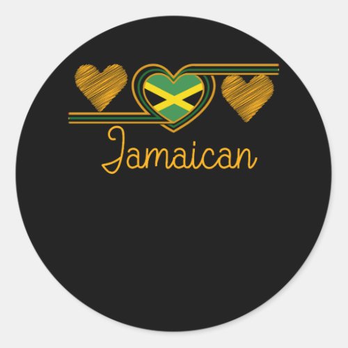 Jamaican Love Jamaican Flag Three Heart Jamaica In Classic Round Sticker