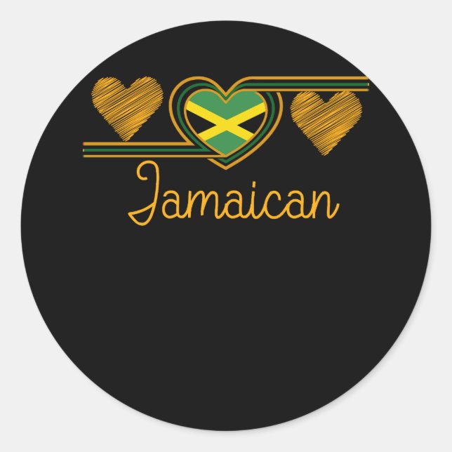 Jamaican Love Jamaican Flag Three Heart Jamaica In Classic Round Sticker (Front)