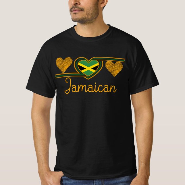 Jamaican Love Jamaican Flag Three Heart Jamaica In T-Shirt (Front)
