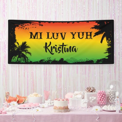 Jamaican Love You Wedding Anniversary Party Banner