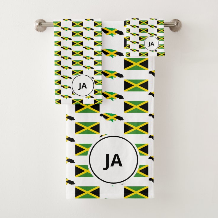 JAMAICAN MAP Jamaica Flag Monogram Bath Towel Set Zazzle