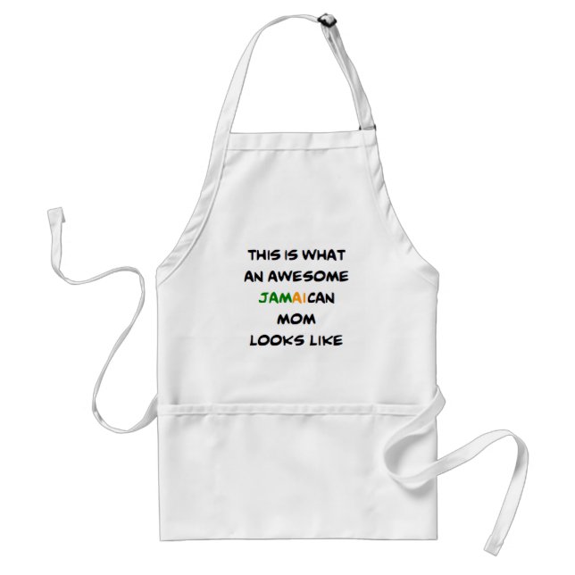 jamaican mom, awesome adult apron (Front)