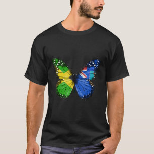 Jamaican Montserratian Flag Butterfly T-Shirt