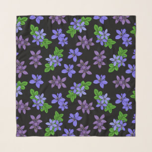 Jamaican National Flower Purple and Black Floral Scarf