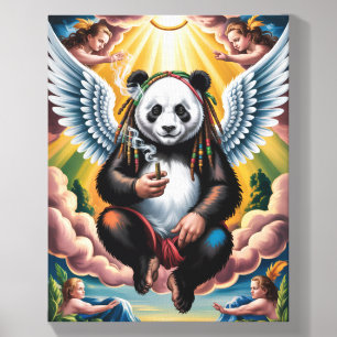Jamaican Panda surrounded by Angels on a Canvas Photo Tile