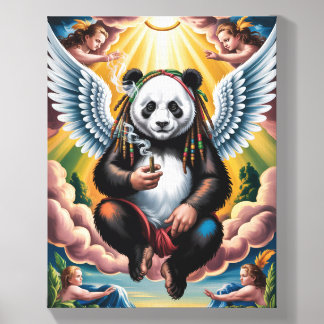 Jamaican Panda surrounded by Angels on a Canvas Photo Tile