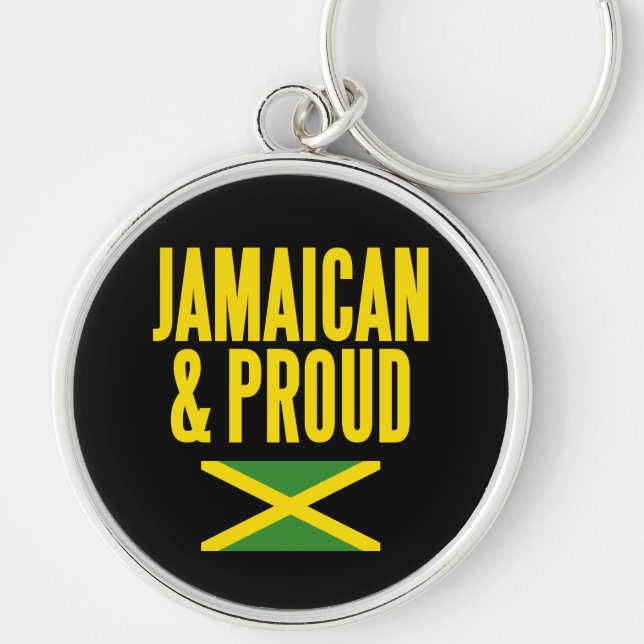 Jamaican & Proud Jamaica Flag Keychain (Front)