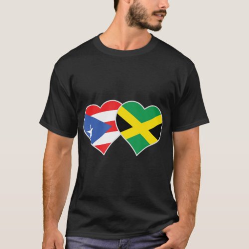 Jamaican Puerto Rican Heart Love Jamaica Puerto Ri T_Shirt