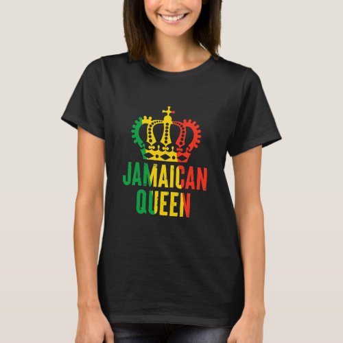 Jamaican Queen Proud Jamaica Women Jamaica Flag  T_Shirt